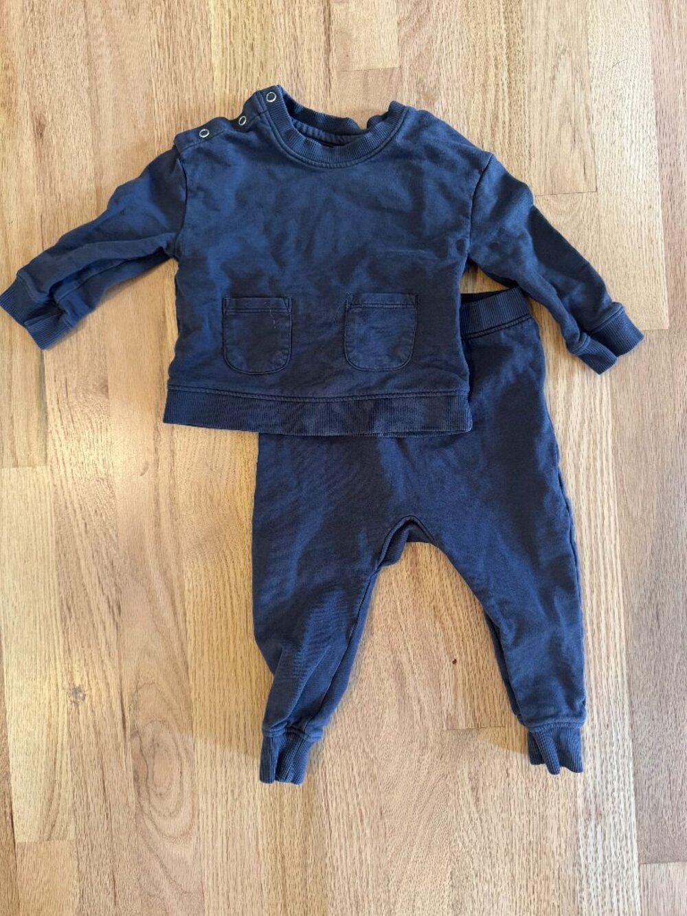 Pehr Organic Cotton French Terry Matching Set | 12–18 Months | Ink Blue
